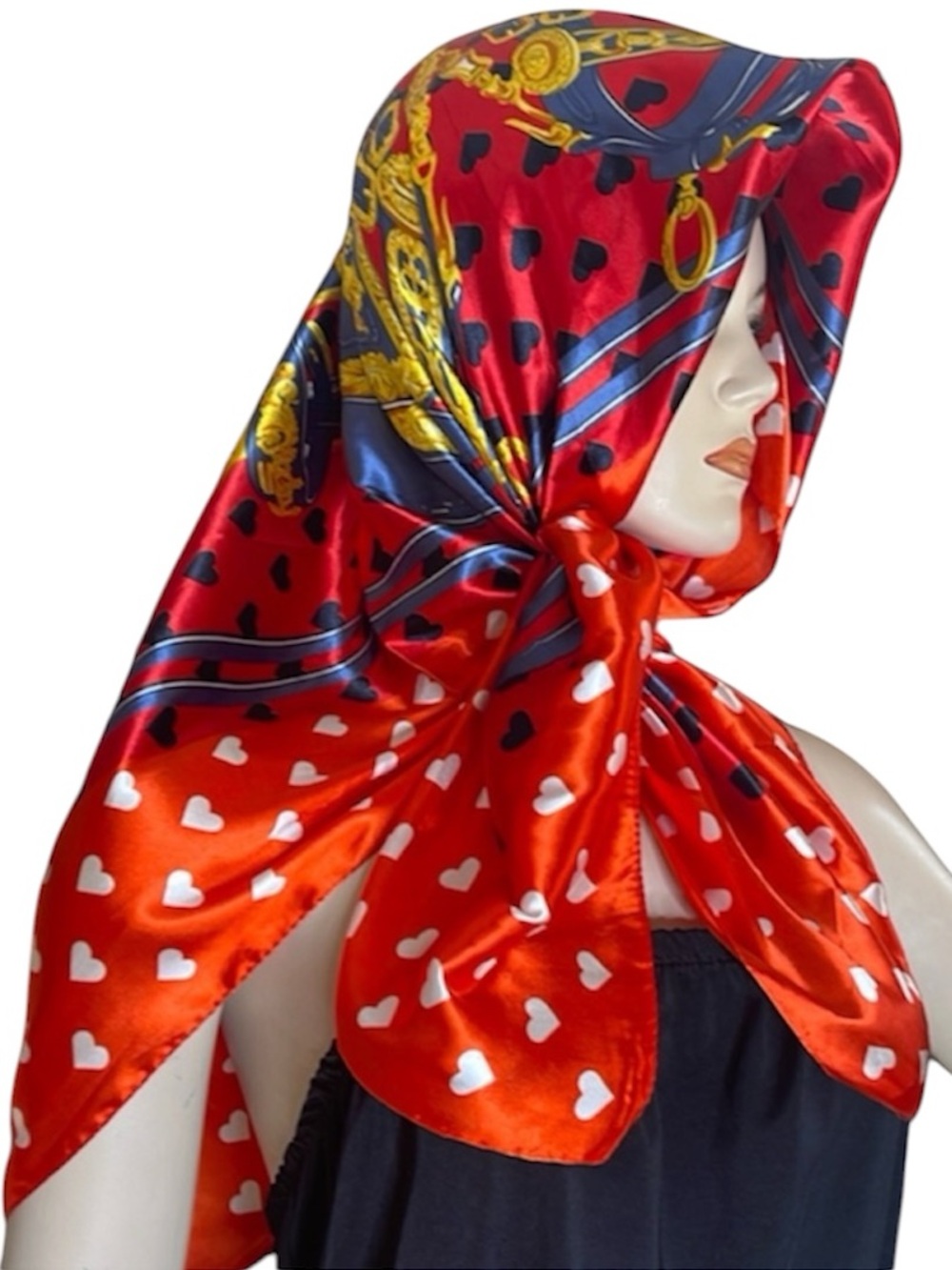 Equestrian Silky Scarf with Hearts